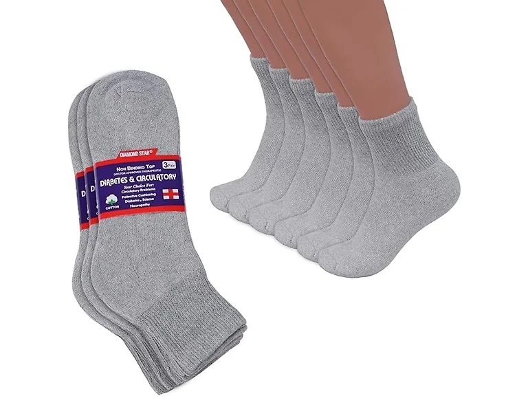 {12-Pairs} Cotton Diabetic Quarter Socks