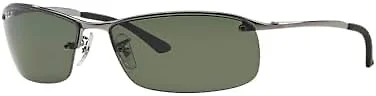 Ray-Ban RB3183 004/9A 63 63-15-125 Ray-Ban RB3183 Rectangular Sunglasses Gunmetal/Green Polarized 