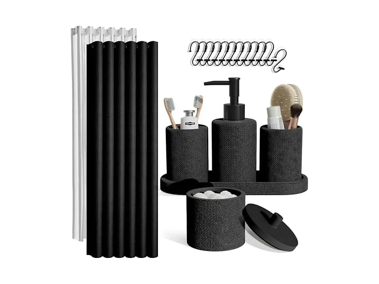 Clara Clark Bathroom Set - Black Bathroom Accessories Set