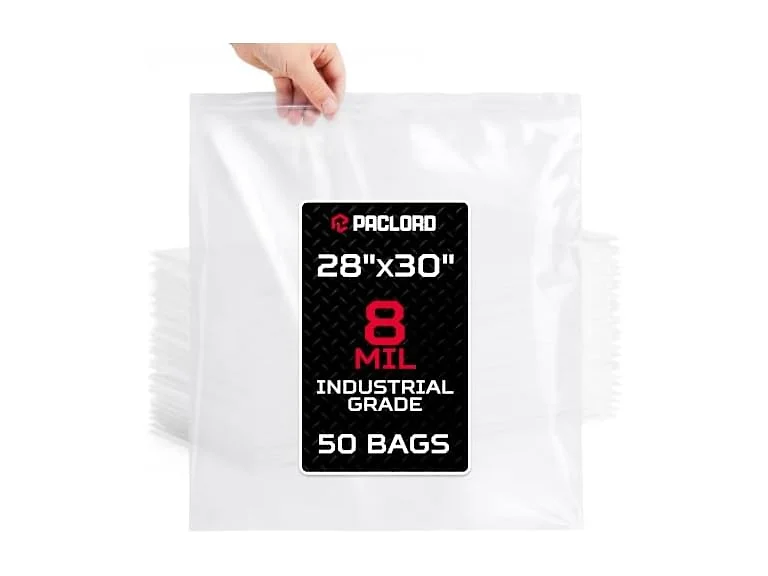 28" x 30" Heavy-Duty Extra Large Zip Plastic Bags, 50 Count