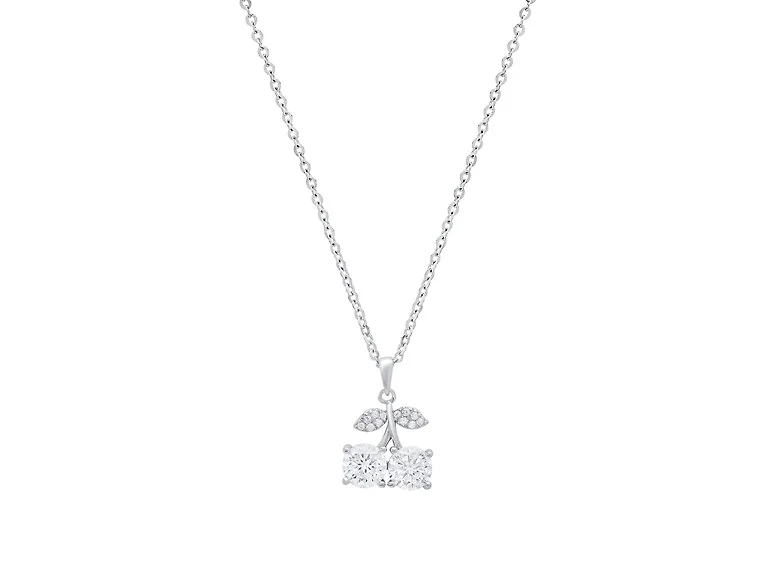 Moissanite Diamond Twin Cherry Necklace