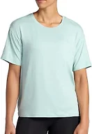 Gaiam Women’s Oversized Performance T-Shirt, Oversized Fit, Stretch Lightweight Material, Blue Haze Heather, Medium