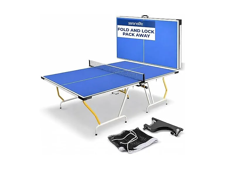SereneLife Collapsible Full Size Ping Pong Table 9’ x 5’