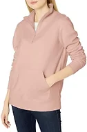 Amazon Essentials Women's Long-Sleeve Fleece Quarter-Zip Pullover Sweatshirt, Kangaroo Pocket (Available in Plus Size), Light Pink, XX-Large