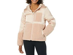 Amazon Essentials Women's Full-Zip Sherpa Fleece Hooded Puffer Jacket, Blush, X-Large