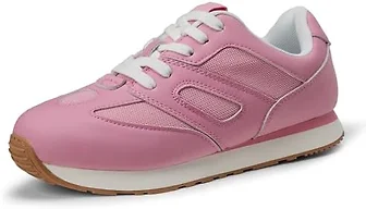 Amazon Essentials Unisex Kids' Lace Up Sneakers for Boys and Girls, Pink, 3 Little Kid
