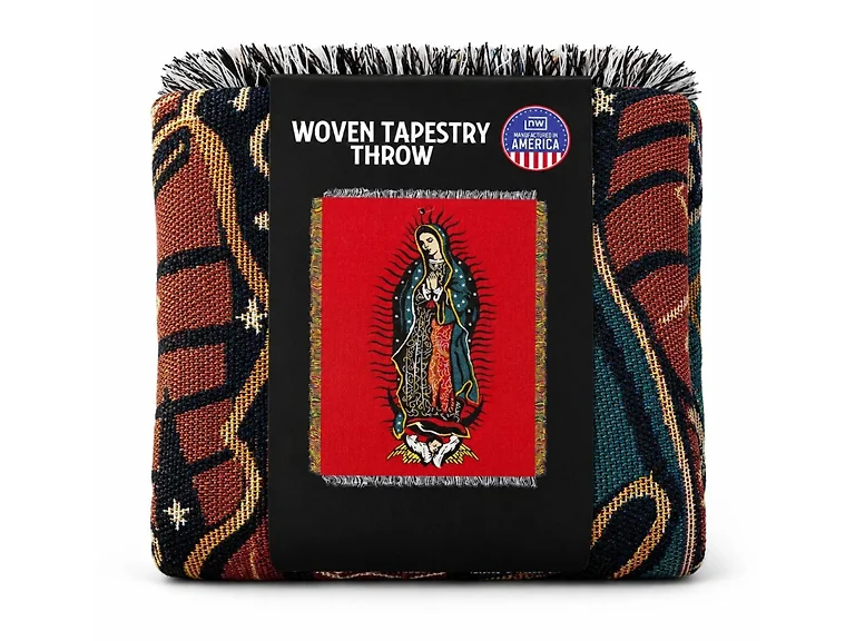 Virgin Guadalupe Woven Tapestry Blanket
