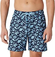 Amazon Essentials Men's Swim Trunks with Mesh Lining, Pockets, Drawstring Closure, Navy Tropical, Medium