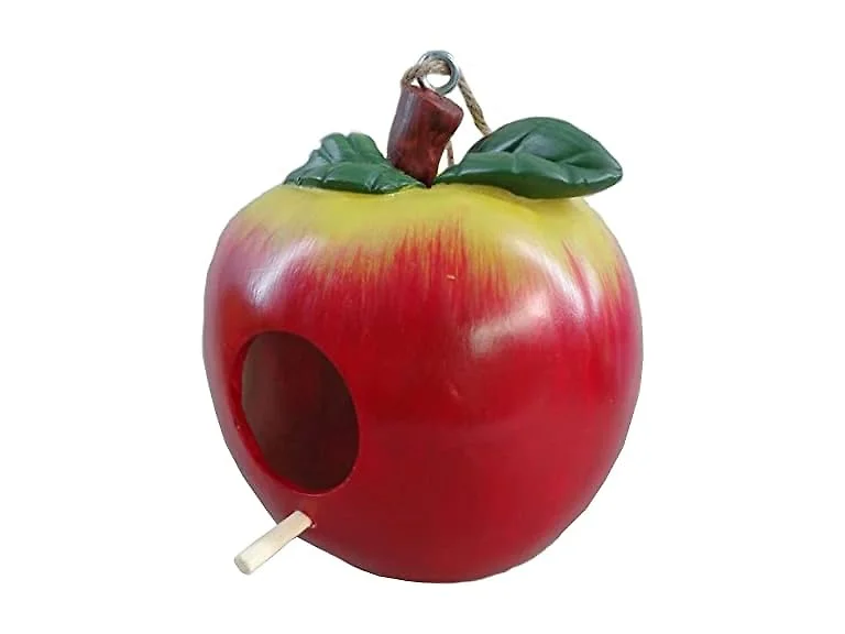 6.9" Resin Red Apple Bird House