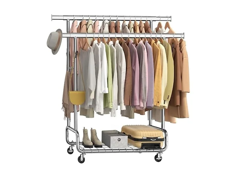 SONGMICS Clothes Rack Silver Double Rod