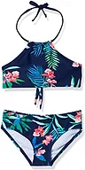 Kanu Surf Girls' Little Leonie Floral Halter Bikini Beach Sport 2-Piece Swimsuit, Navy, 5