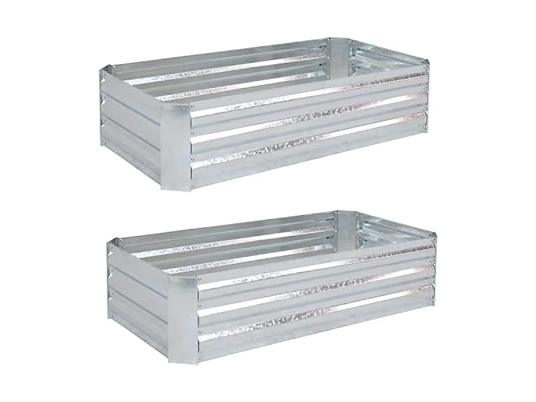 Sunnydaze Rectangle Galvanized Steel Garden Beds, 2pk
