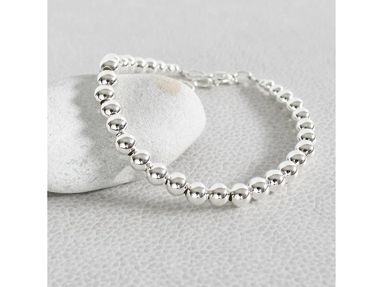 Yeidid Silver 5mm Bead Bracelet