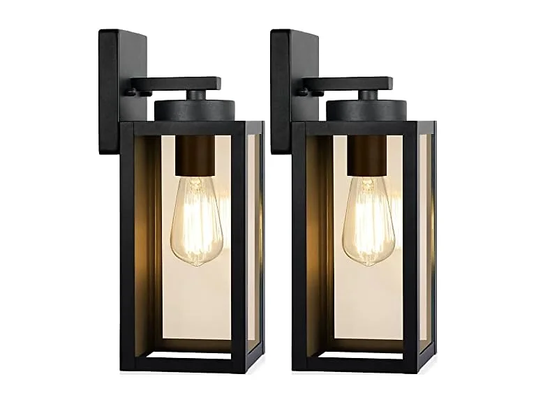 BesLowe Modern Black Exterior Wall Lanterns 2 Pack
