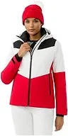 HEAD Women’s Element Insulated Ski Jacket – Waterproof, Mechanical Stretch, Detachable Hood, Snow Gaiter - Red/Black, Large