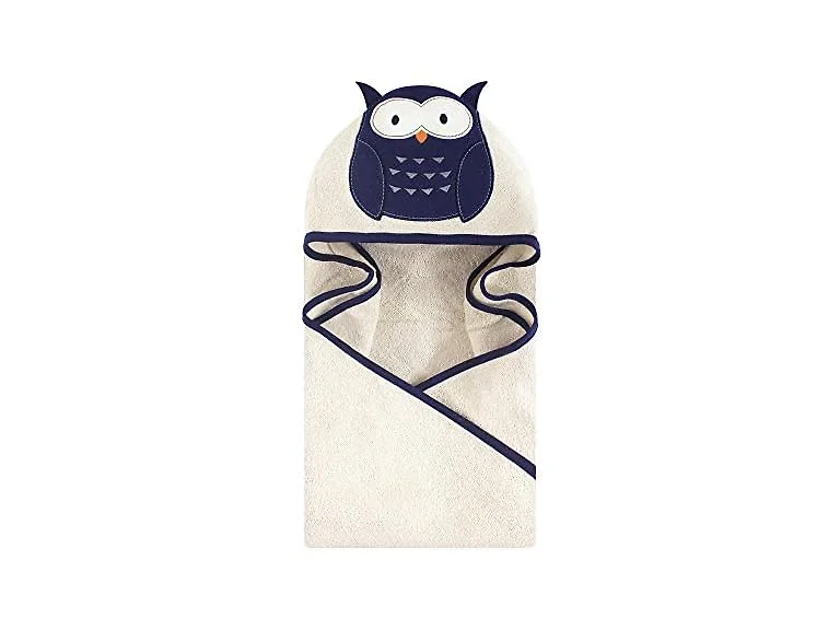 Hudson Baby Cotton Hooded Towel, Navy Owl
