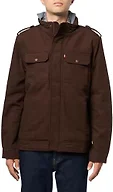Levi's Men's Hooded Utility Jacket, Chocolate Brown Cotton Canvas, Large