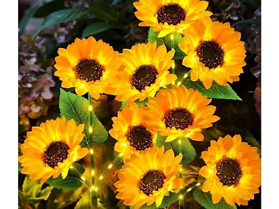Hakol 3 Pack Solar Garden Lights with 9 Sunflower Lights
