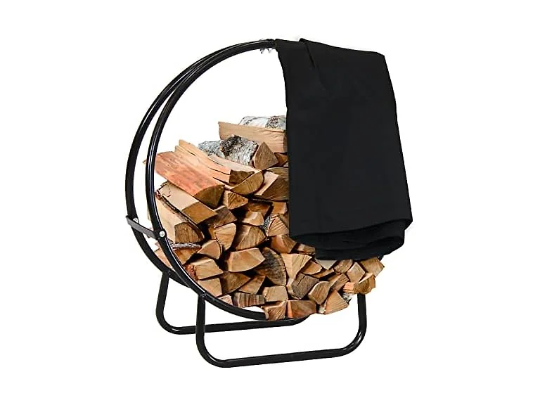 Sunnydaze 24-Inch Firewood Rack with Cover