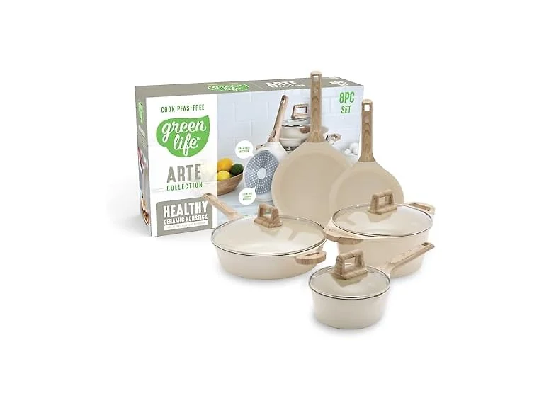 GreenLife 8 Piece Ceramic Nonstick Cookware Set