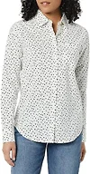 Amazon Essentials Women's Regular-Fit Long-Sleeve Button-Down Cotton Poplin Shirt, Business Casual, Black White Dots, Small