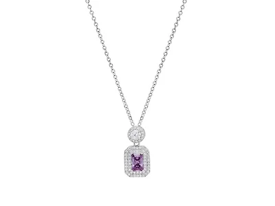 Violet Emerald Cut Diamond Necklace