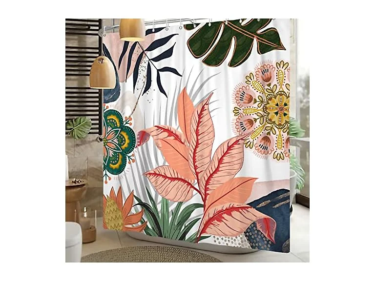 Yeele Boho Floral Shower Curt (71"x71")