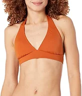 Amazon Essentials Women's Light-Support Padded Tie Halter Bikini Swimsuit Top (Available in Plus Size), Terracotta, Medium