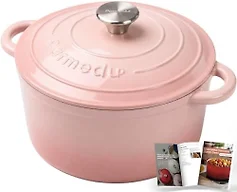 Parmedu 5.5QT Enameled Cast Iron Dutch Oven for Sourdough Bread Pink