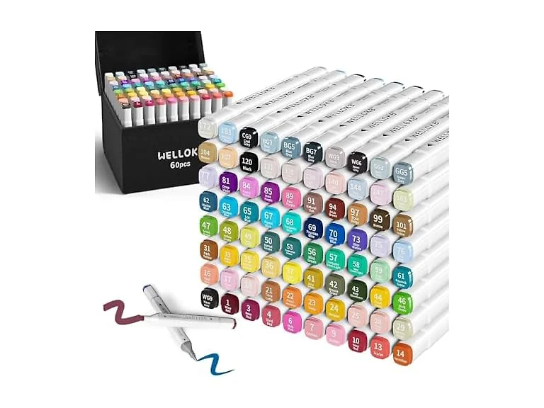 Alcohol Markers, 60 ColorsDual Brush