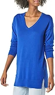 Amazon Essentials Women's Lightweight V-Neck Tunic Sweater, Long Sleeve, Ribbed (Available in Plus Size), Bright Blue, XX-Large