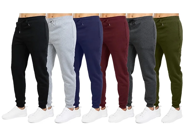 6Pk Mens Fleece Joggers w-Zip Pockets