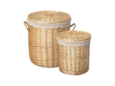 WICKERWISE Wickerwise Set of 2 Round Willow Wicker