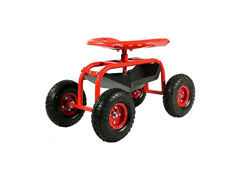 Sunnydaze QH-RC977-RD Red Rolling Garden Cart