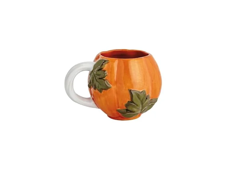 Mud Pie Thanksgiving Orange Leaf Gourd Mug