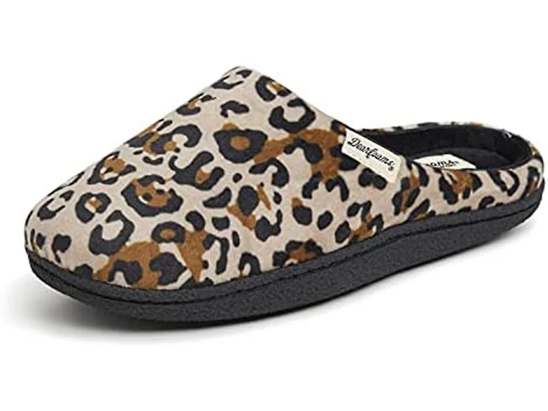 Dearfoams Women's Velour Clog Slipper, Leopard, Medium