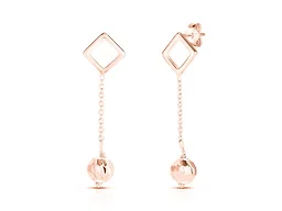 Yeidid Italian 925 Sterling Silver Ball Drop Earrings Plated in 18K Rose Gold
