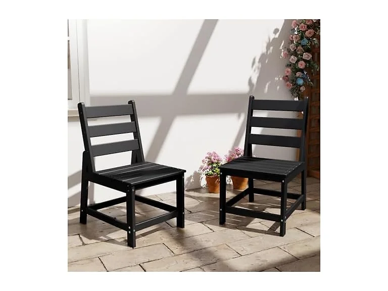 GREENVINES HDPE Outdoor Dining Chairs Set of 2, Armless Chair, Black