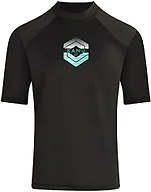 Kanu Surf Mens Windsurf UPF 50+ Short Sleeve Sun Protective Rashguard Swim Rash Guard Shirt, Windsurf Black, Medium US