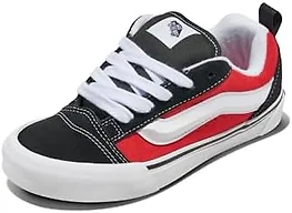 Vans Kids' Knu Skool Shoe, Black/Racing Red, 6.5