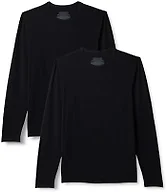 Amazon Essentials Men's Long Sleeve Super Soft Modal Undershirt, Pack of 2, Black, Medium