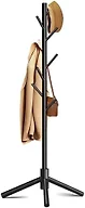 Azaeahom 8-Hook Freestanding Coat Rack 3 Adjustable Heights Sturdy Black