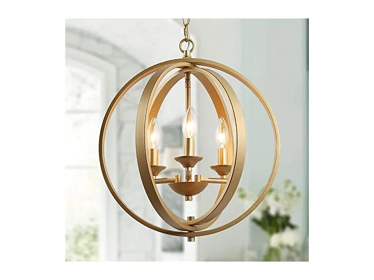 KSANA Gold Orb Chandelier 3-Light