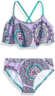 Kanu Surf Girls' Cindy Flounce Bikini Beach Sport 2 Piece Swimsuit, Jasmine Purple, 3T