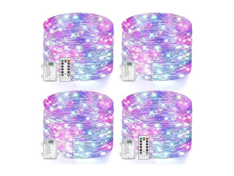 Lakumu 4-Pack 100 LED Fairy Lights, Multicolor