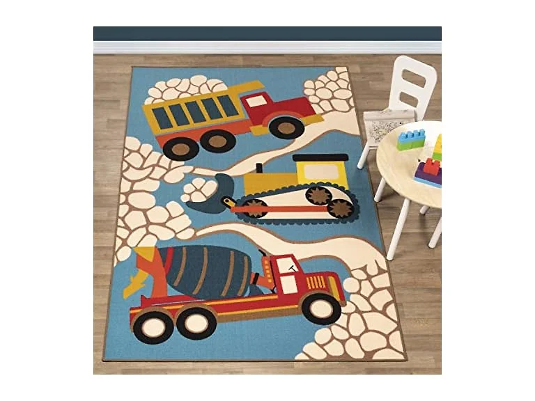 Superior Construction Zone Non-Slip Playroom Indoor Rug