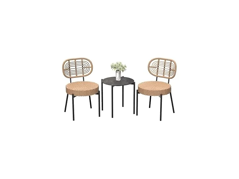 GarveeLife 3 Piece Wicker Patio Bistro Furniture Set