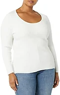 Amazon Essentials Women's Long-Sleeve Sweater Fine Gauge Stretch Scoop Neck, Available in Plus Sizes, Ivory, 3X