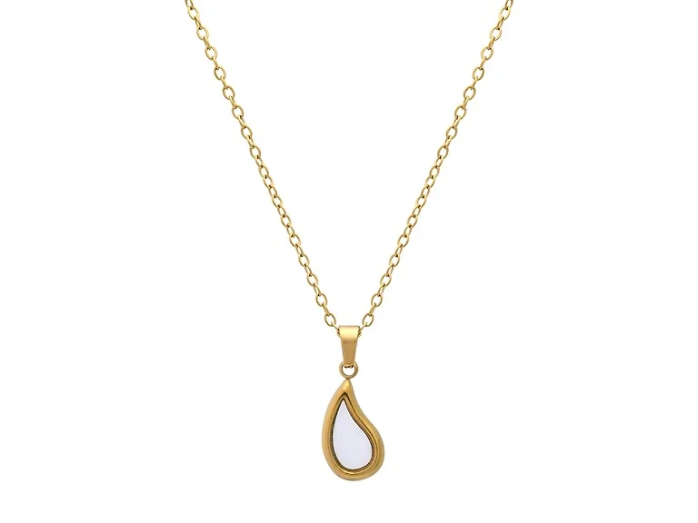 18K Gold Teardrop & Mother of Pearl