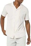 Amazon Essentials Men's Vacation Cotton Button-Down Short Sleeve Resort Shirt, Pink, Medium
